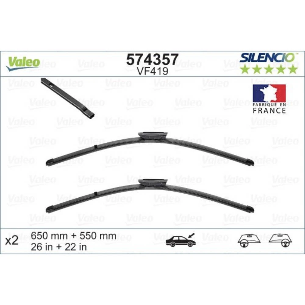 Vorne Scheibenwischer Valeo Silencio Flat für Renault Grand Scenic JM MPV 12.2004-04.2009 mit Bajonettadapter