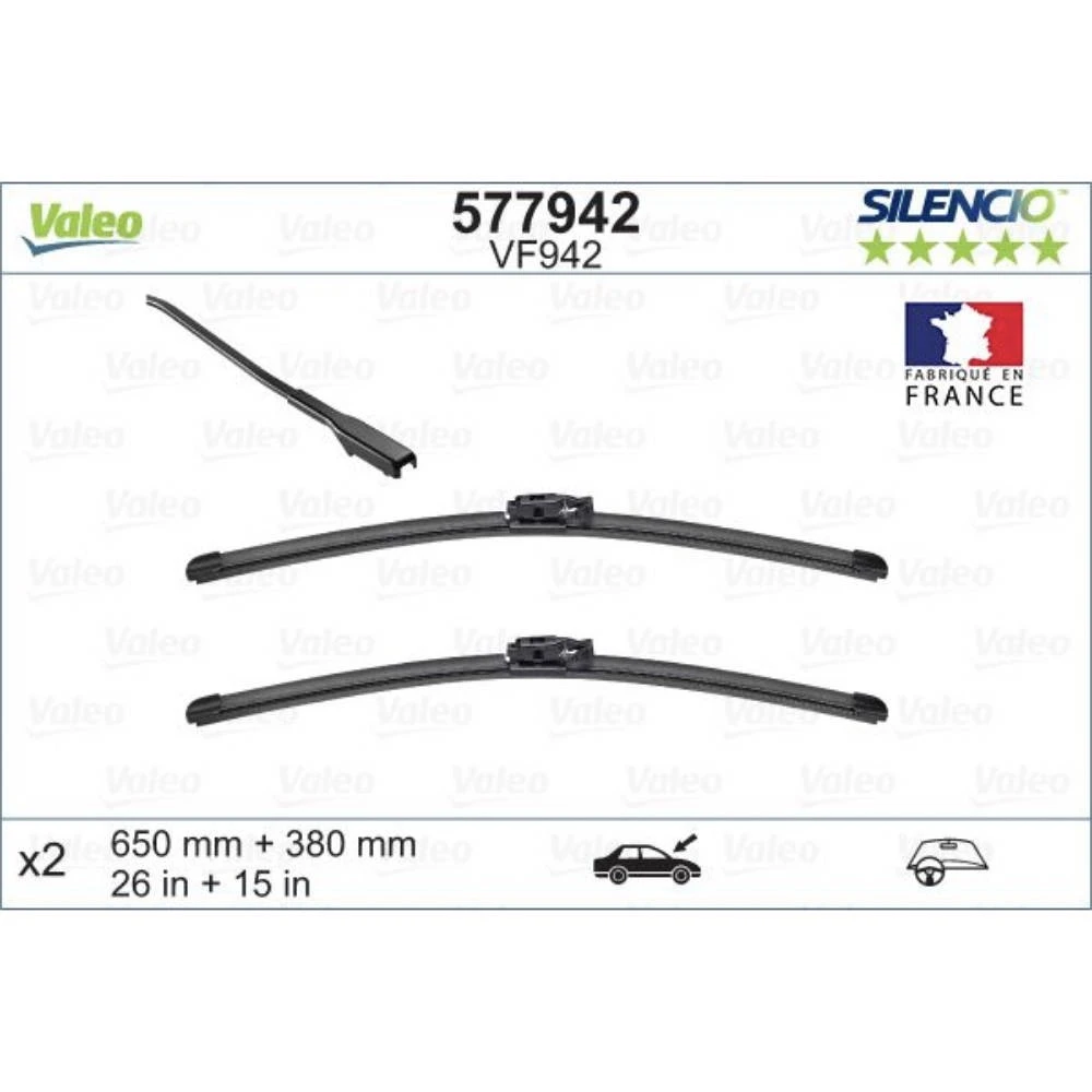 Vorne Scheibenwischer Valeo Silencio Flat für Renault Captur 1 J5 SUV 03.2016-10.2019 mit Originaladapter