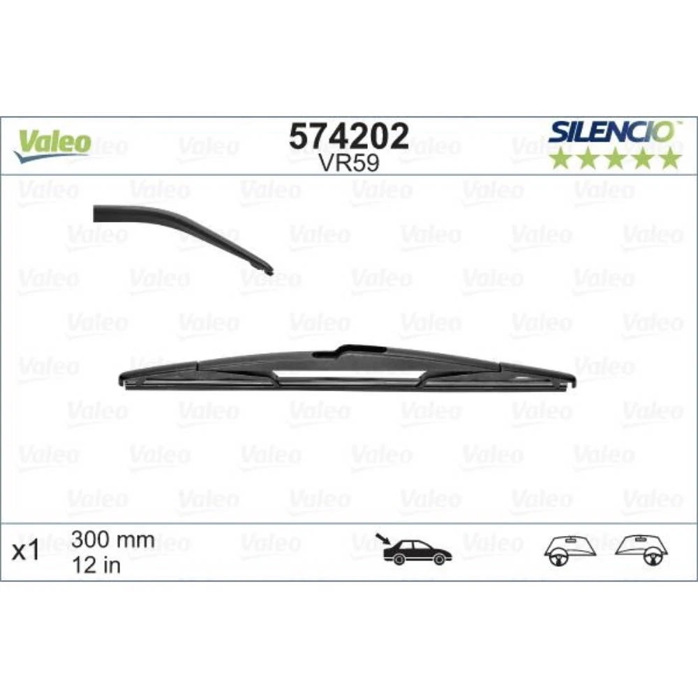 Hinten Scheibenwischer Valeo Silencio Rear für SAAB 9-5 Kombi 01.2006-07.2007 Hakenadapter | Hinten-Wischer 300 mm